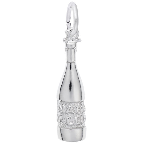 Napa Valley Wine Bottle Charm In Sterling Silver