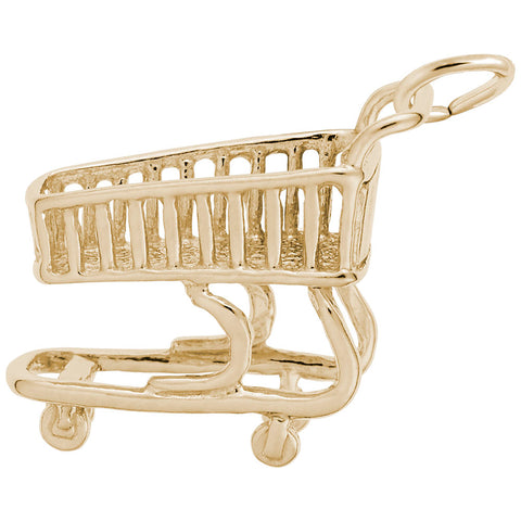 Grocery Cart Charm in Yellow Gold Plated