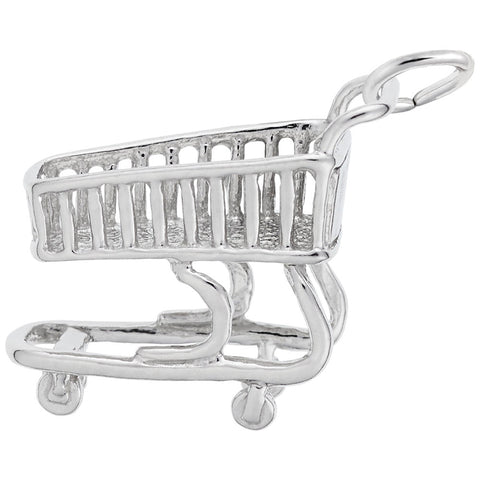 Grocery Cart Charm In 14K White Gold