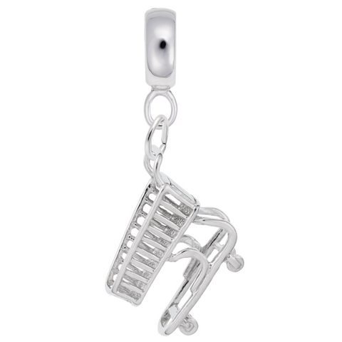 Grocery Cart Charm Dangle Bead In Sterling Silver