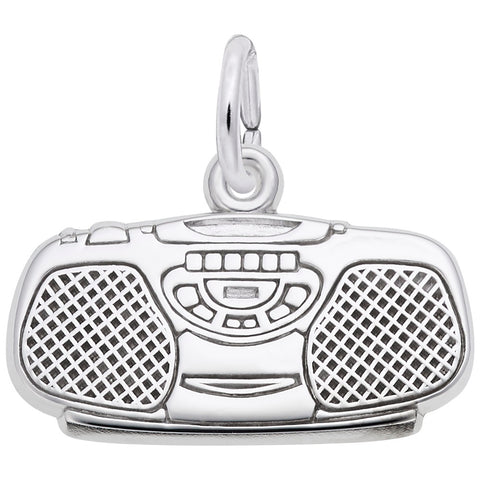 Boom Box Charm In Sterling Silver