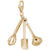 Cooking Utensils Charm in Yellow Gold Plated