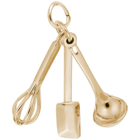 Cooking Utensils Charm in Yellow Gold Plated