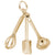 Cooking Utensils Charm in Yellow Gold Plated