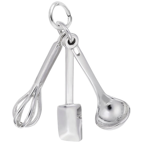 Cooking Utensils Charm In 14K White Gold