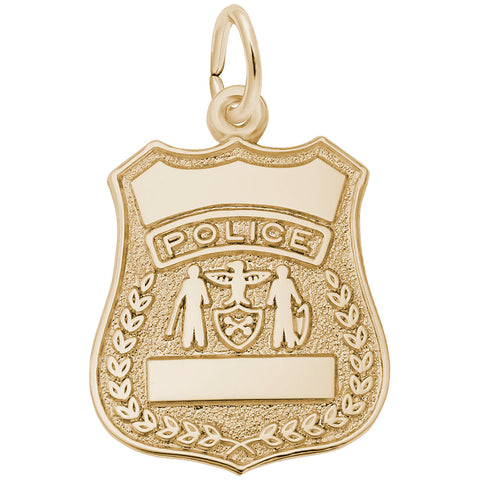 Police Badge Charm in Yellow Gold Plated
