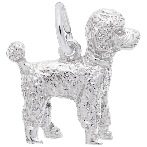 Poodle Charm In 14K White Gold