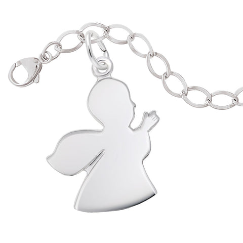 Large Angel Charm and Bracelet Set in Sterling Silver