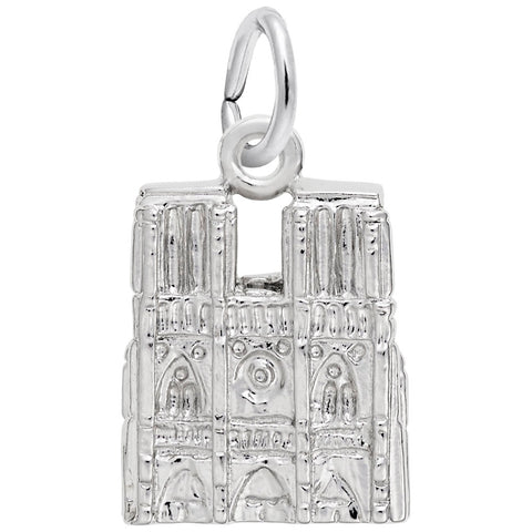 Notre Dame Cathedral Charm In 14K White Gold