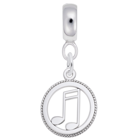 Music Charm Dangle Bead In Sterling Silver