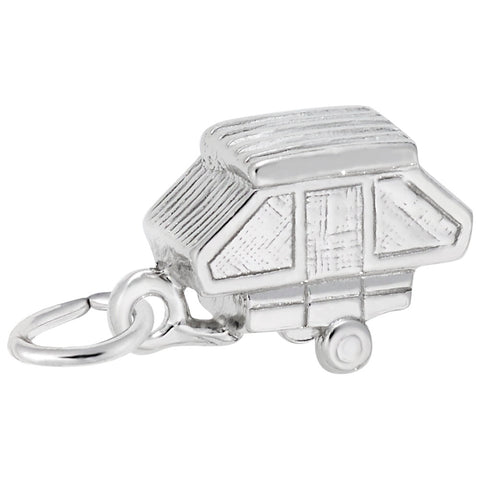 Tent Trailer Charm In 14K White Gold