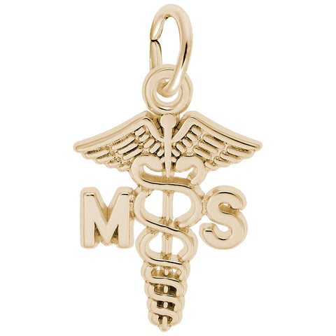 Ms Caduceus Charm in Yellow Gold Plated