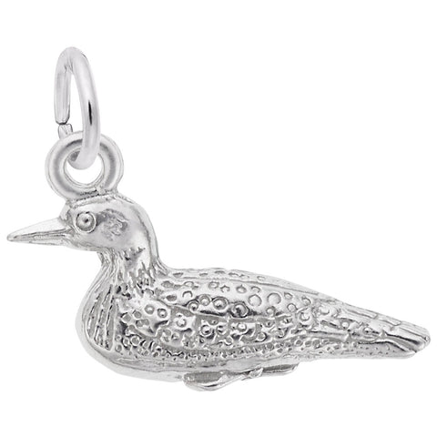 Loon Charm In 14K White Gold