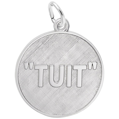A Round Tuit Charm In 14K White Gold