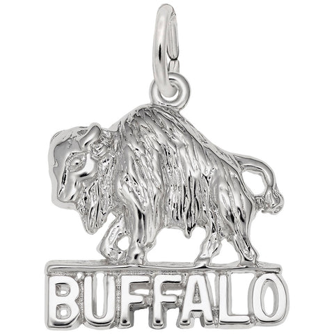 Buffalo Charm In 14K White Gold
