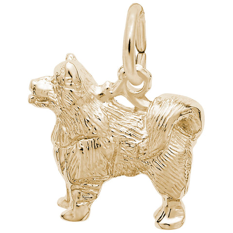 Samoyed Dog Charm in Yellow Gold Plated