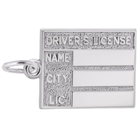 Drivers License Charm In 14K White Gold