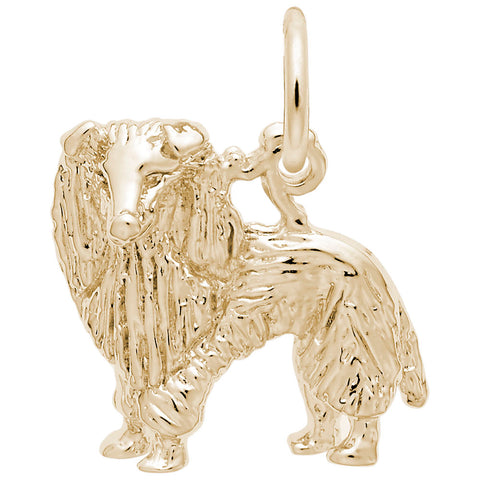 Sheltie Dog Charm in Yellow Gold Plated