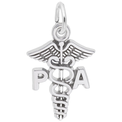 Pa Caduceus Charm In 14K White Gold