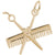 Comb And Scissors Charm In Yellow Gold