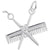 Comb And Scissors Charm In 14K White Gold