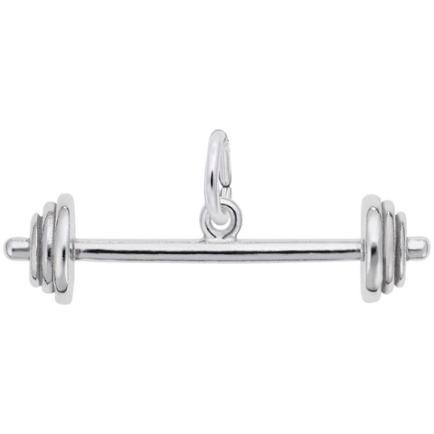 Barbell Charm In 14K White Gold