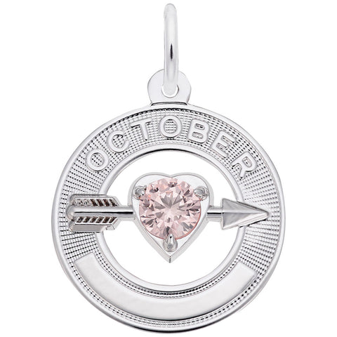 October Birthstone Charm In Sterling Silver