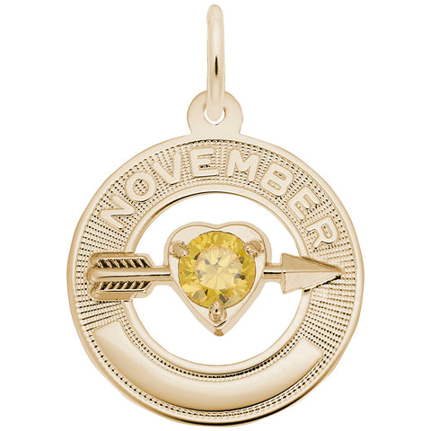 November Birthstone Charm in Yellow Gold Plated