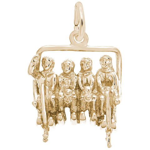Quadchair,Skiing Charm in Yellow Gold Plated