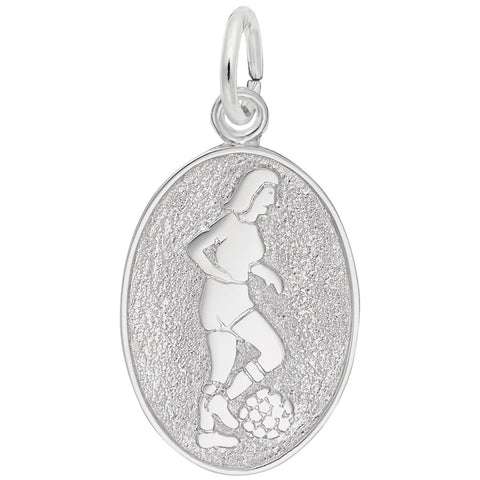 Female Soccer Charm In Sterling Silver