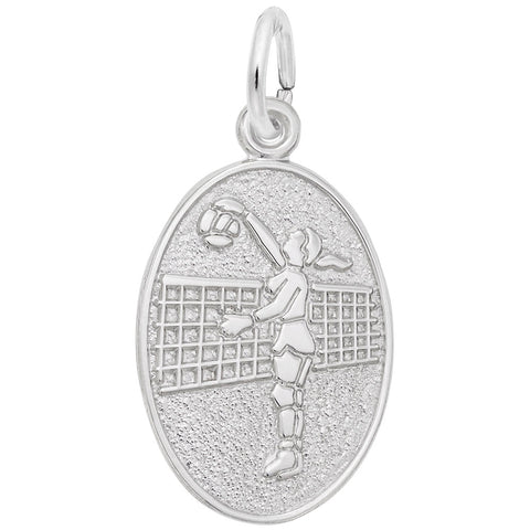 Female Vollyball Charm In Sterling Silver