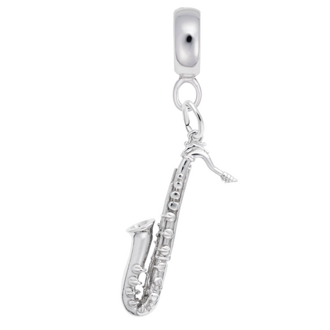Saxophone Charm Dangle Bead In Sterling Silver