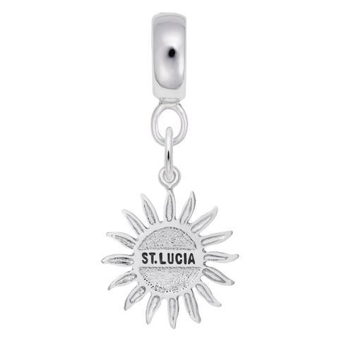 St. Lucia Sun Large Charm Dangle Bead In Sterling Silver