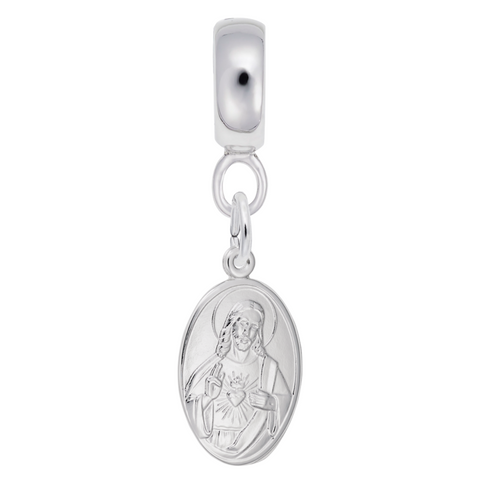 Sacred Heart Charm Dangle Bead In Sterling Silver