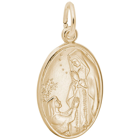 Our Lady Of Lourdes Charm in Yellow Gold Plated
