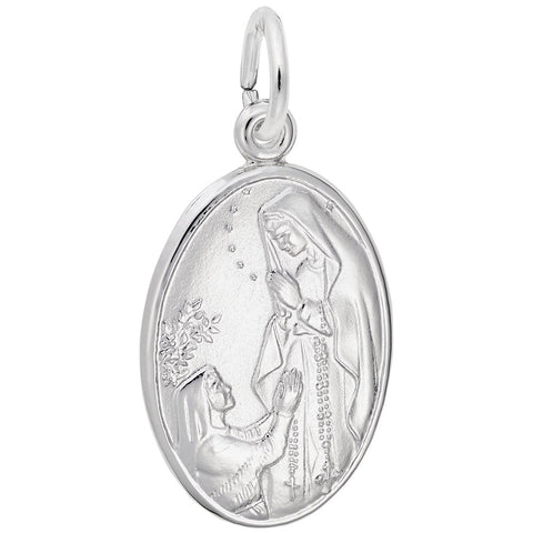 Our Lady Of Lourdes Charm In 14K White Gold