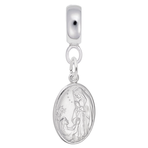 Our Lady Of Lourdes Charm Dangle Bead In Sterling Silver