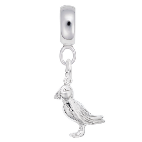 Puffin Bird Charm Dangle Bead In Sterling Silver