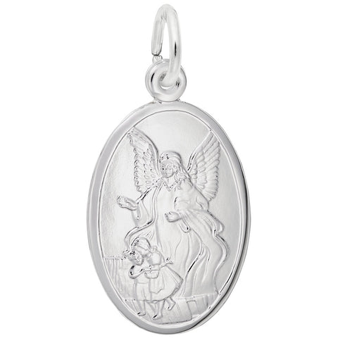Guardian Angel Charm In 14K White Gold