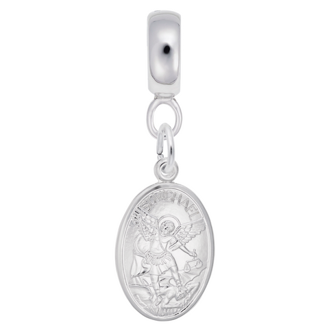 St Michael Charm Dangle Bead In Sterling Silver