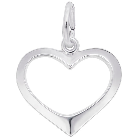 Open Heart Charm In Sterling Silver