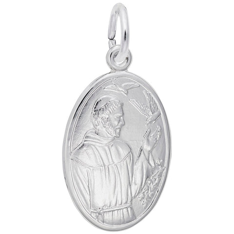 St Francis Charm In 14K White Gold