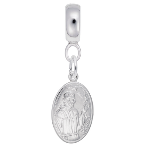 St Francis Charm Dangle Bead In Sterling Silver