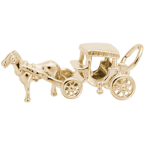 Horse And Carriage Charm in Yellow Gold Plated