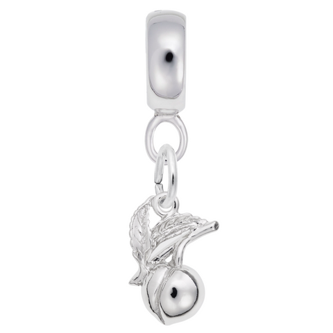 Peach Charm Dangle Bead In Sterling Silver