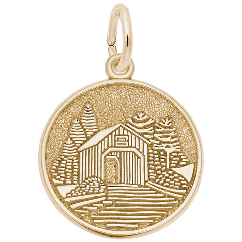 Covered Bridge Charm in Yellow Gold Plated