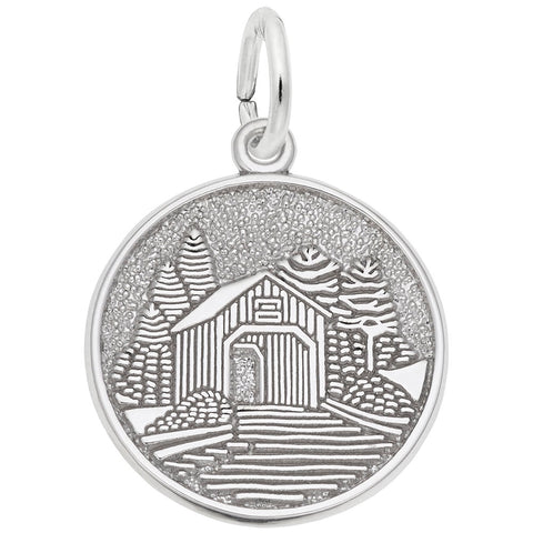 Covered Bridge Charm In Sterling Silver