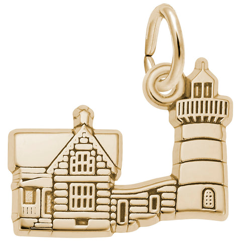 Nubble Lighthouse, Me Charm in Yellow Gold Plated