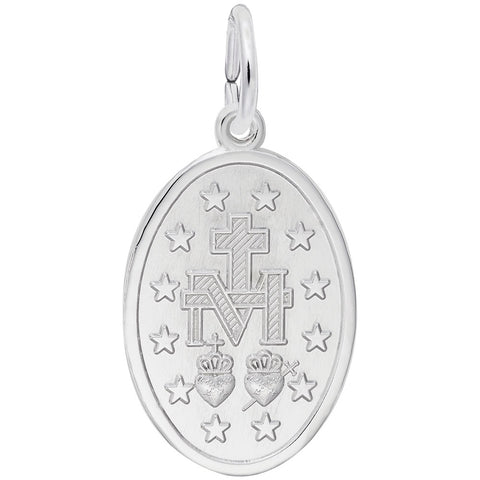 Miraculous Medal Charm In Sterling Silver