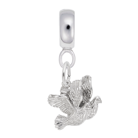 Turtledoves Charm Dangle Bead In Sterling Silver
